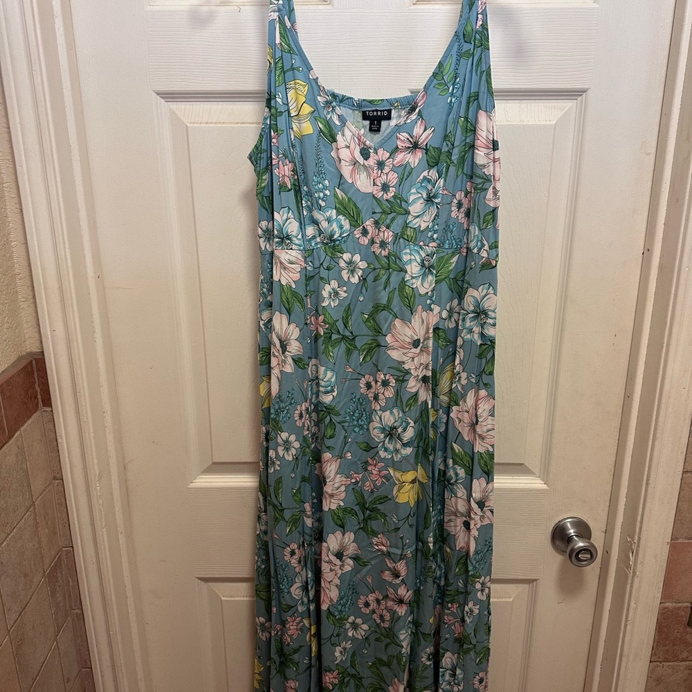Torrid Tea Length Stretch Challis Trapeze Dress